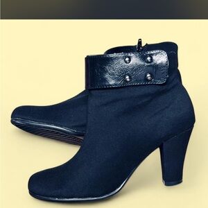 Women’s Black Ankle Boots with Decorative Strap